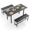 Modern Wooden 3 Piece Dining Table Set for 4-6 with 2 Benches – Sturdy, Space-Saving Design